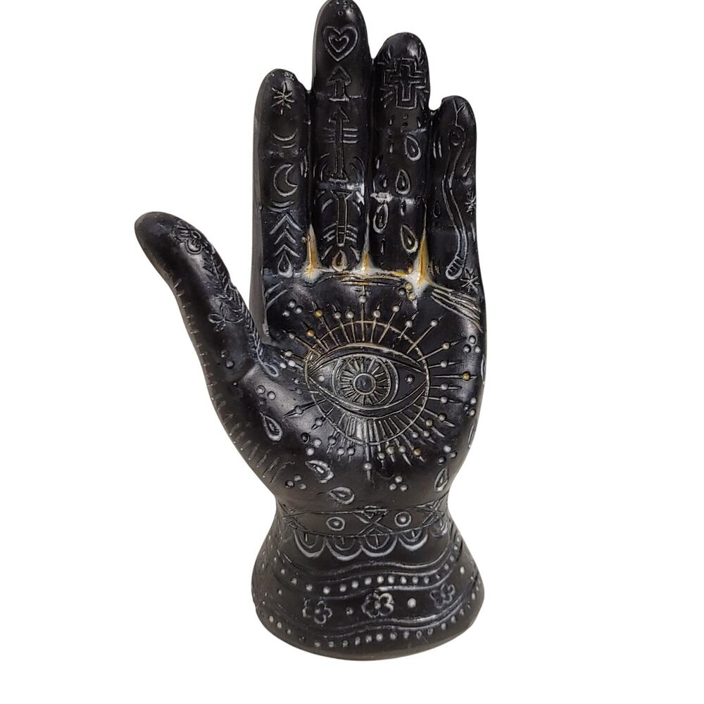 Evil Eye Hamsa Hand Fatima God Palmistry Decorative Statue Halloween Decor Black